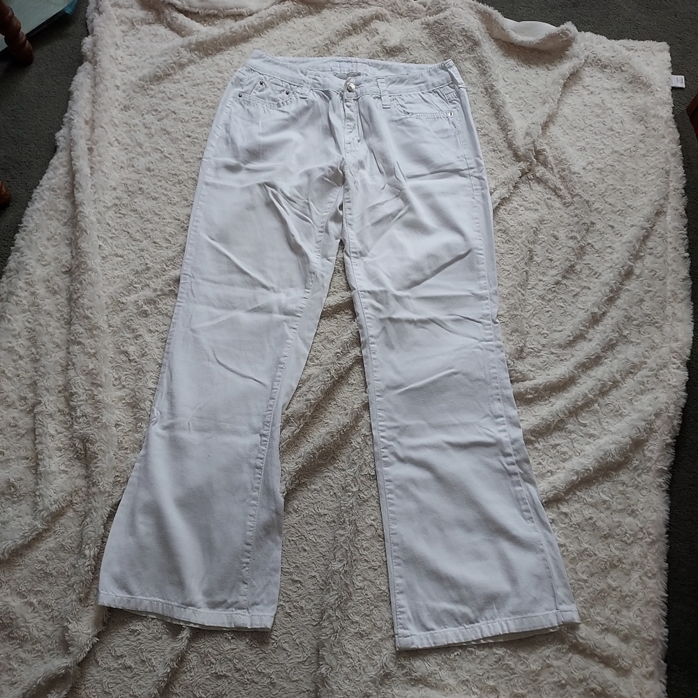 White Flare Wide Leg Semi Sheer Lightweight Relaxed Fit Jeans Pants Beachy